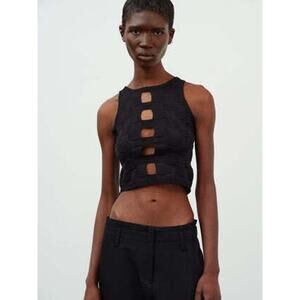 The Source Unknown Cut-Out Crop Knit Tank Top - One Size - Black
